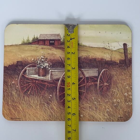 Vintage 70's Farm Scene Cork Backed Hot Plaques/Wall Hanging Set of 4 READ - Picture 11 of 11